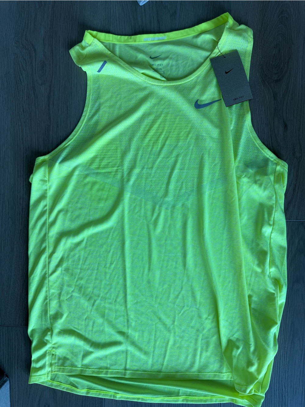 Nike Dri-FIT Rise 365 Running Tank Top Size Large Tall - Volt (CZ9179-702)